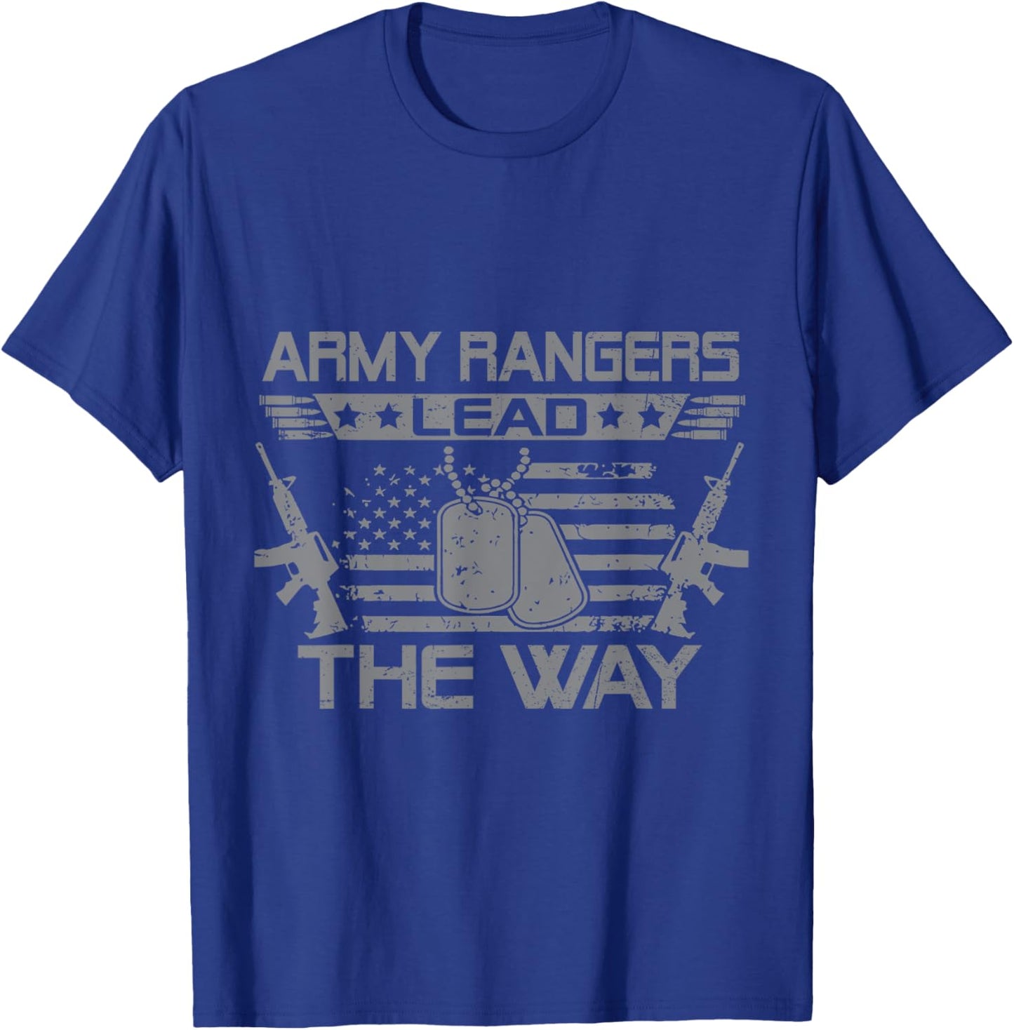 Army Ranger Lead The Way US Veteran Flag American USA T-Shirt - T-Shirt | Royal