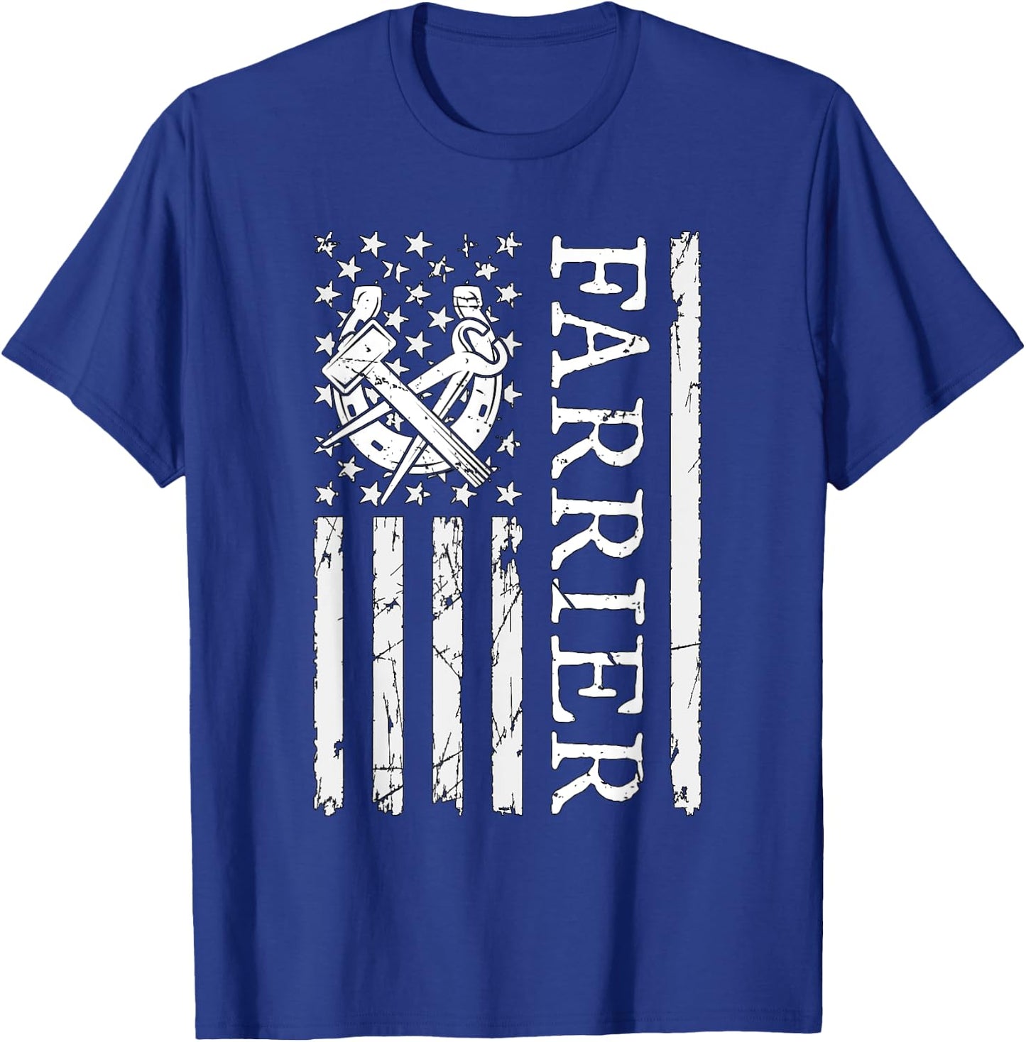 Farrier Flag Loves Blacksmithing Metalworker Forging Farrier T-Shirt - T-Shirt | Royal