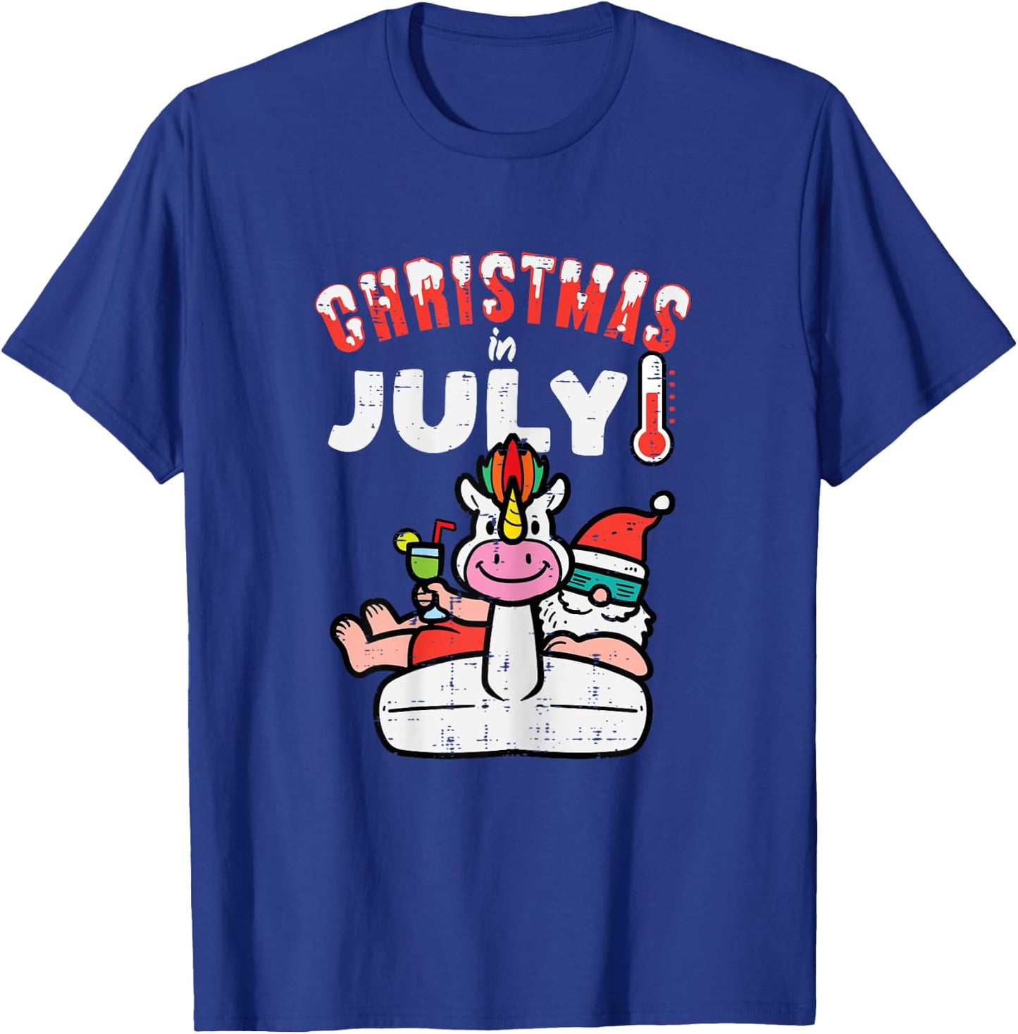 Christmas July Santa Unicorn Float Xmas Girls Kids Toddler T-Shirt - T-Shirt | Royal