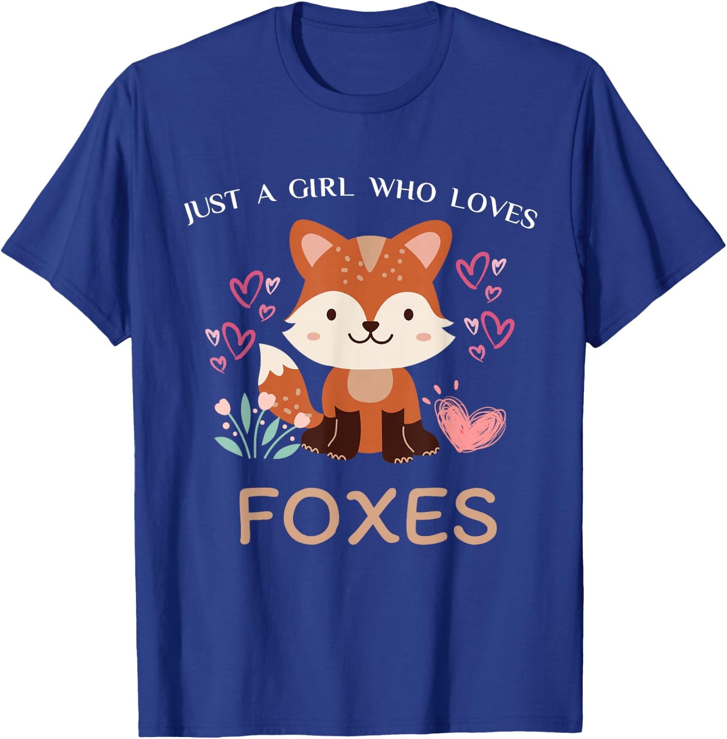 Just A Girl Who Loves Foxes - Kids Girls Cute Fox T-Shirt - T-Shirt | Royal