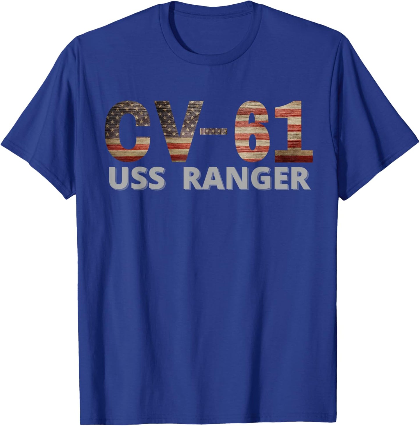 USS Ranger CV-61 Aircraft Carrier Vintage Flag T-Shirt - T-Shirt | Royal