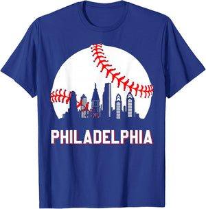 Vintage Philly Baseball Leopard Heart Baseball Fans T-Shirt - T-Shirt | Royal