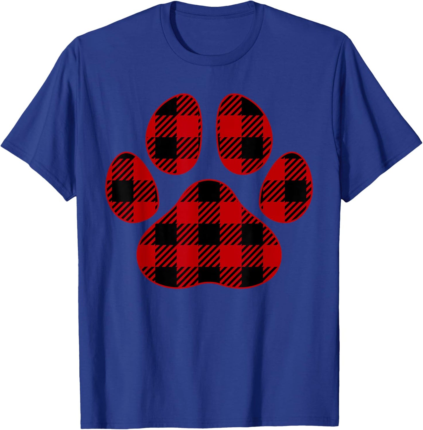 Cute Dog Lover Paw Print Plaid Pet Lover Red Plaid Paw Print Men Women Kids T-Shirt - T-Shirt | Royal