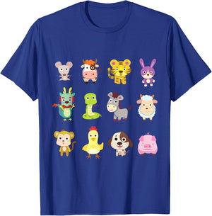 Cute Chinese Zodiac Animal Signs Lunar New Year 2025 T-Shirt - T-Shirt | Royal