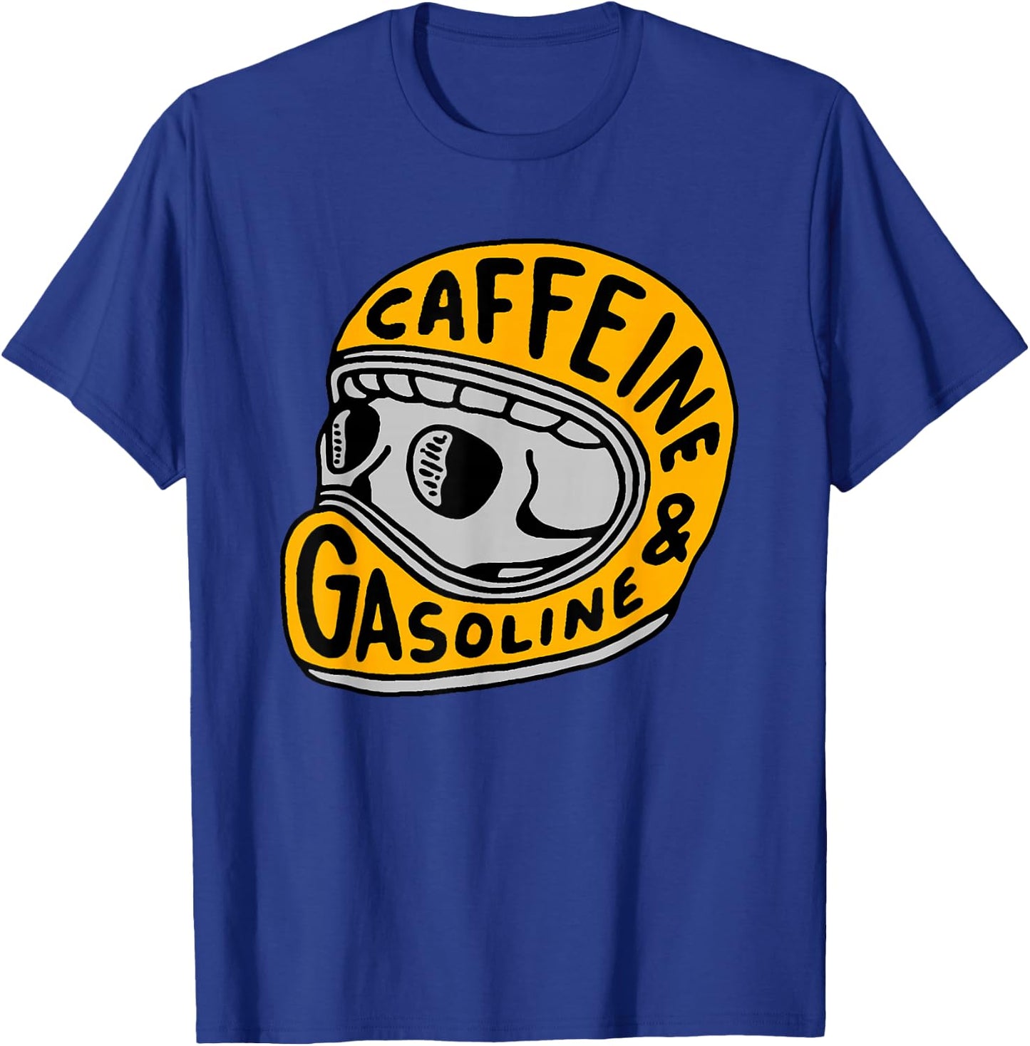 Caffeine and Gasoline Black Motorcycle Themed , -Adults, Small T-Shirt - T-Shirt | Royal