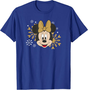 Disney Minnie Mouse Christmas Holiday Golden Snowflake T-Shirt - T-Shirt | Royal