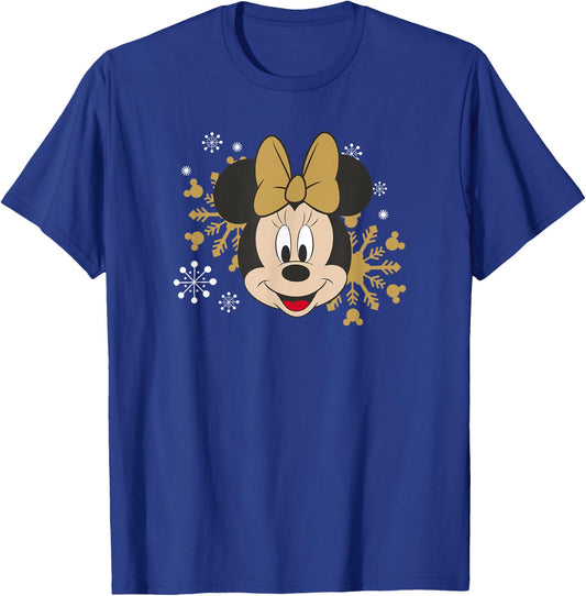 Disney Minnie Mouse Christmas Holiday Golden Snowflake T-Shirt - T-Shirt | Royal