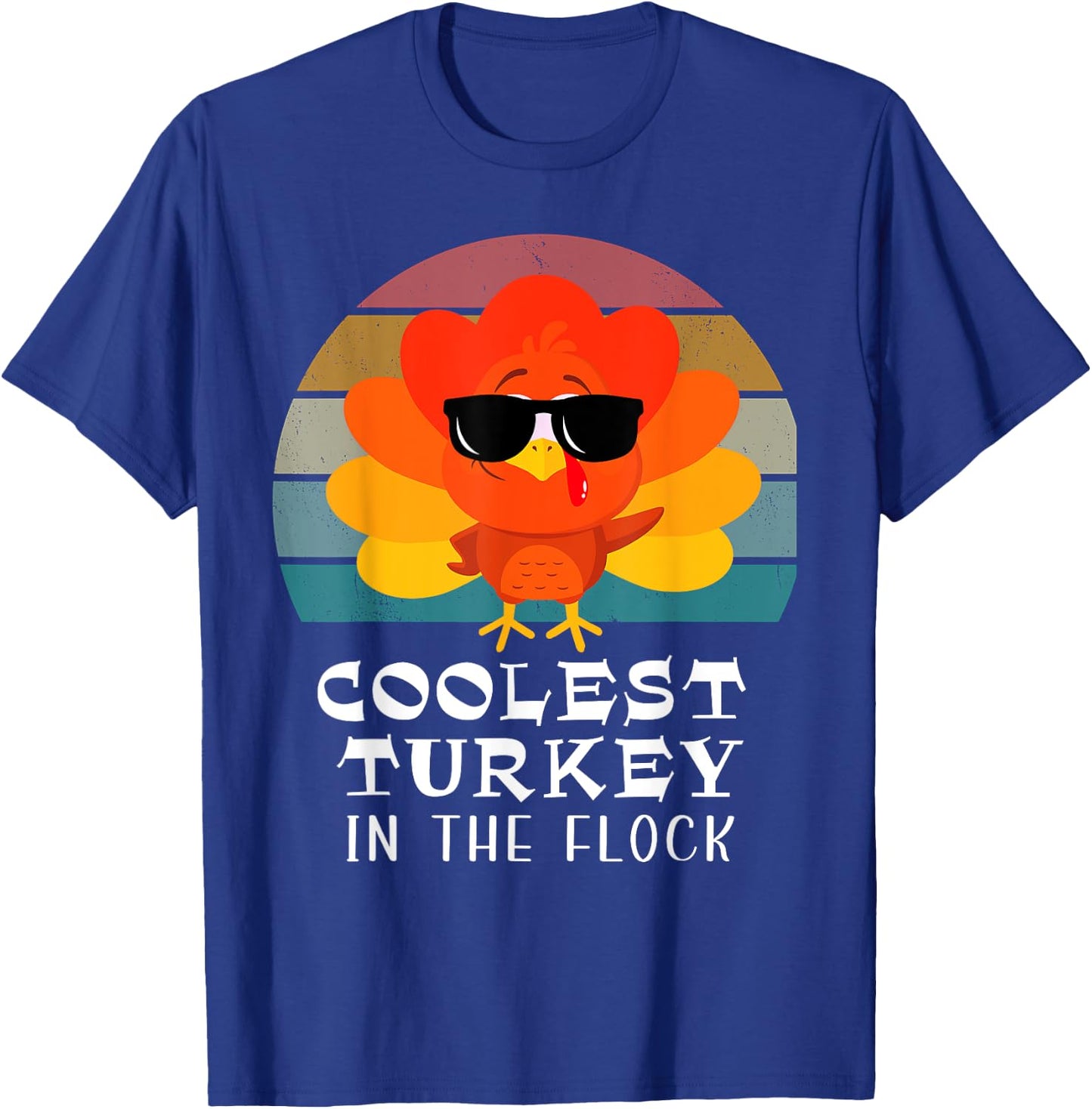 Coolest Turkey In the Flock Toddler Boys Thanksgiving T-Shirt - T-Shirt | Royal