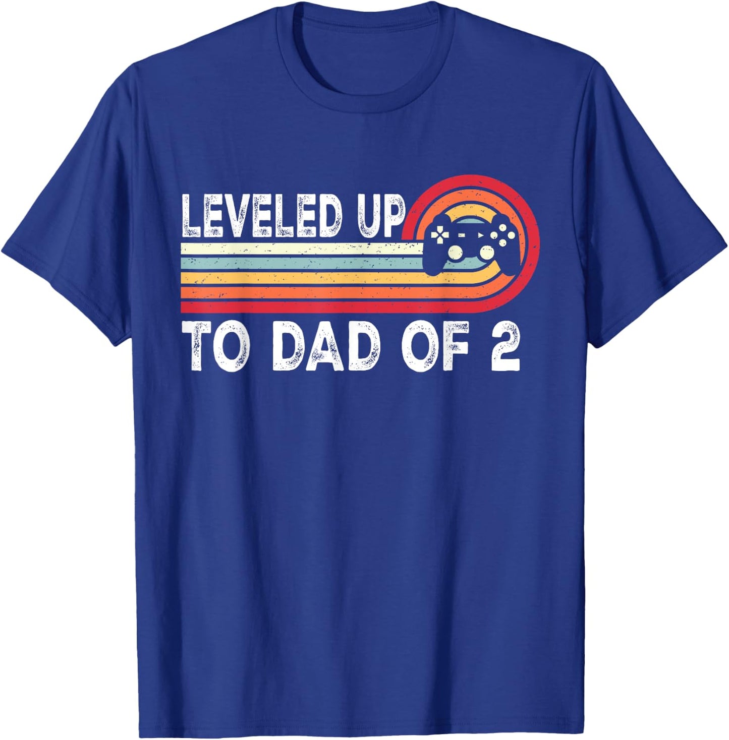 Leveled Up To Dad of 2 Daddy Again Pregnancy Announcement T-Shirt - T-Shirt | Royal