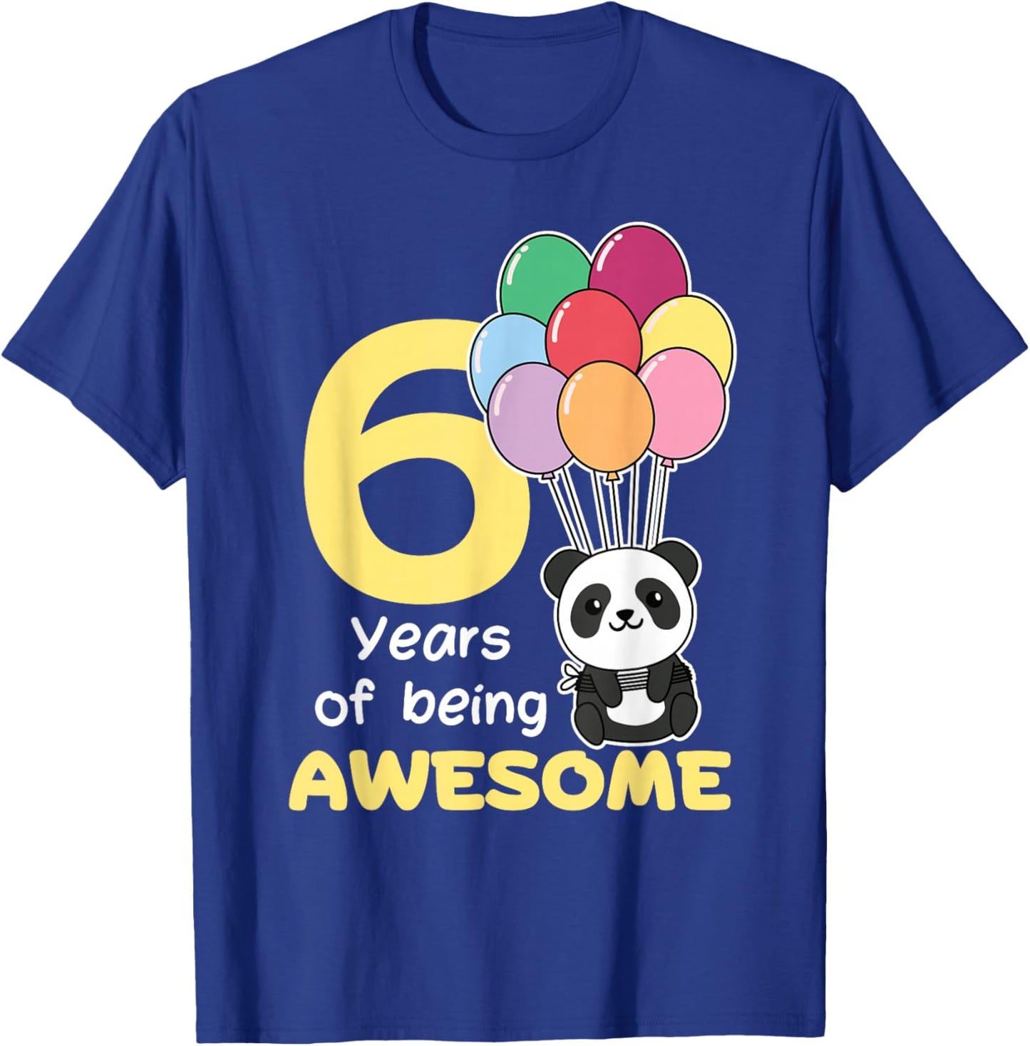 6th Birthday Panda for Kids 6 Years Old Panda T-Shirt - T-Shirt | Royal
