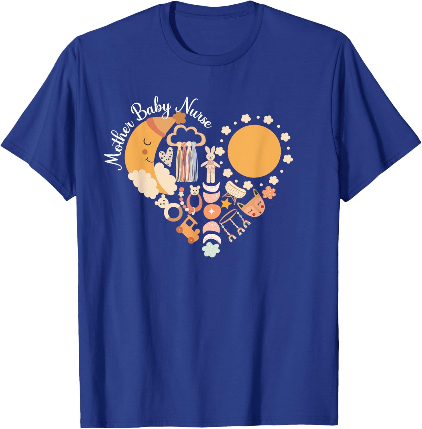 Mother Baby Nurse Heart Postpartum Nurse Mom Baby Nurse T-Shirt - T-Shirt | Royal