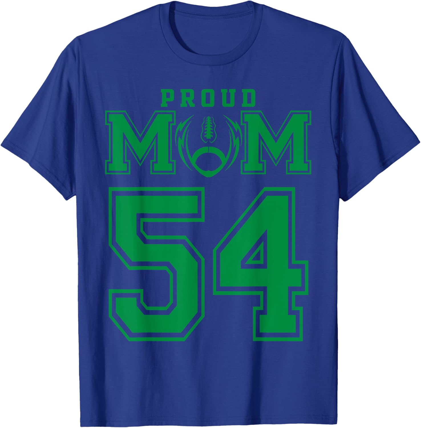Custom Proud Football Mom Number 54 G Personalized T-Shirt - T-Shirt | Royal