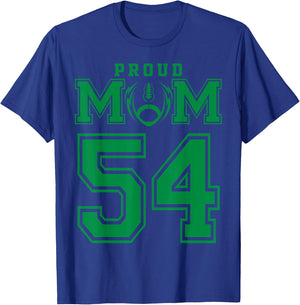 Custom Proud Football Mom Number 54 G Personalized T-Shirt - T-Shirt | Royal