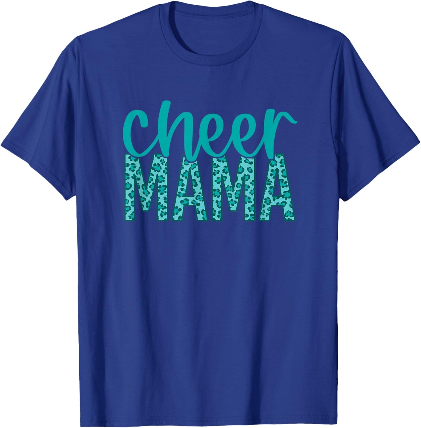 Cheer Mama - Teal Leopard Print T-Shirt - T-Shirt | Royal