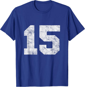 Vintage Lucky Number 15 Birthday Sports Player Team Athlete T-Shirt - T-Shirt | Royal