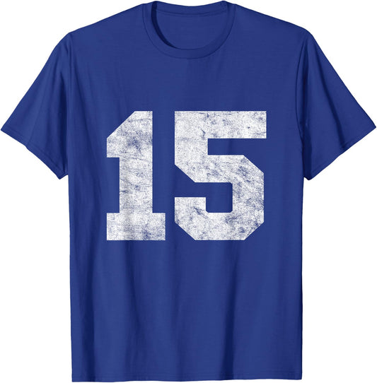 Vintage Lucky Number 15 Birthday Sports Player Team Athlete T-Shirt - T-Shirt | Royal