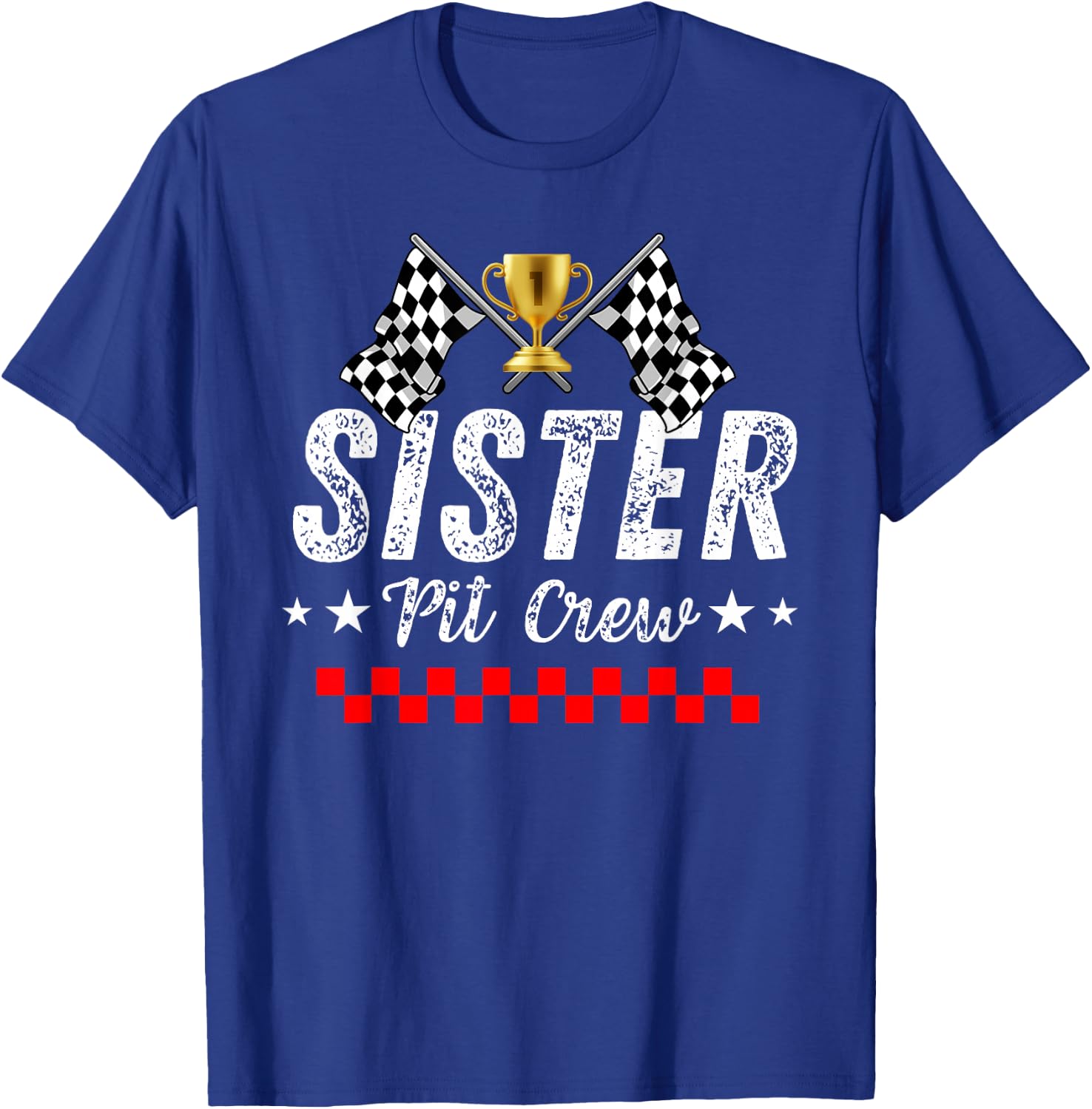 Sister Pit Crew Race Car Racing Birthday Party Matching Team T-Shirt - T-Shirt | Royal