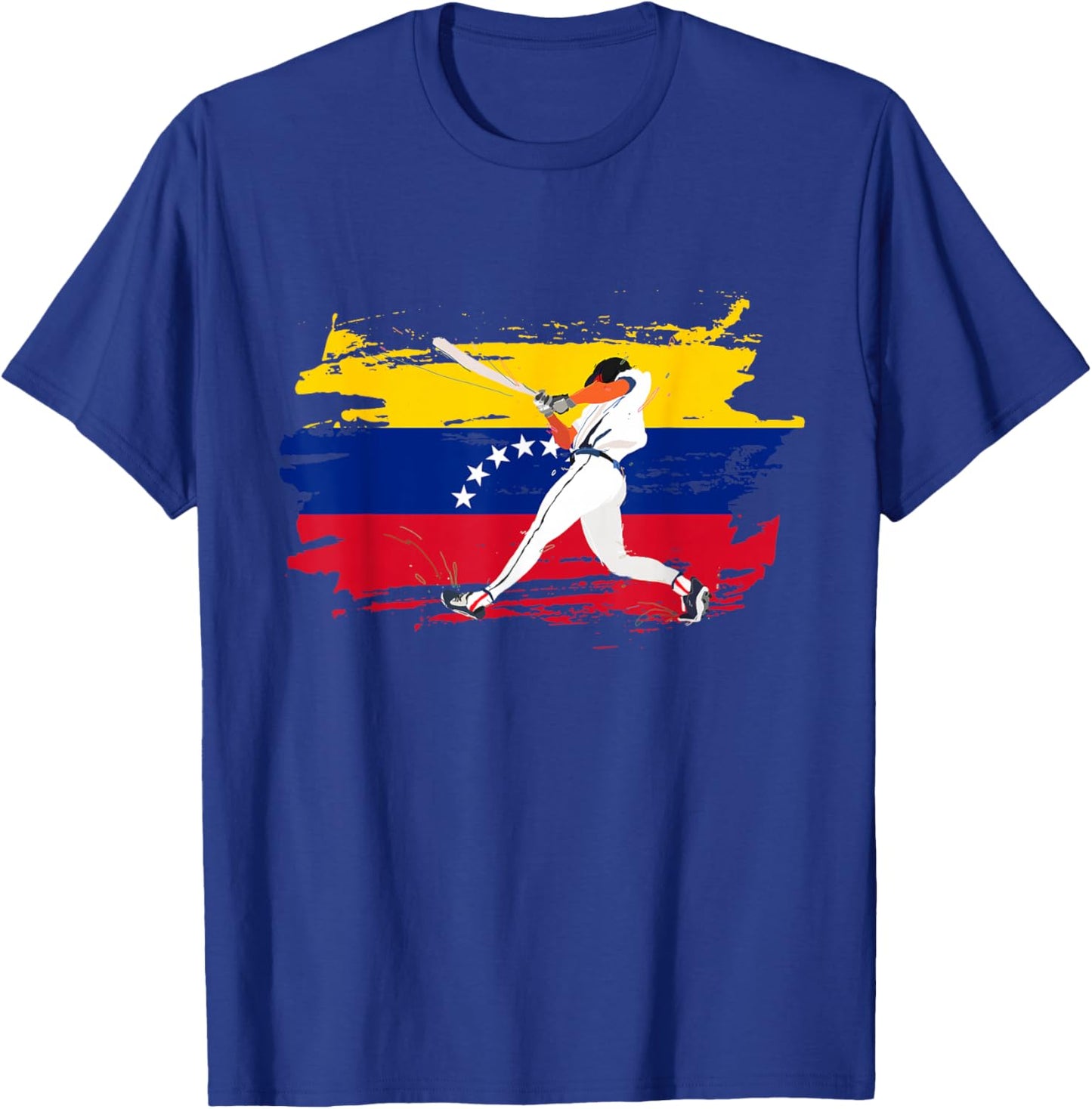 Baseball Hitter On Grunge Venezuela Flag Venezuelan Beisbol T-Shirt - T-Shirt | Royal