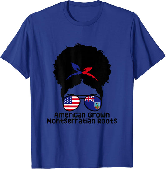 Montserrat America Mix American Grown Montserratian Roots T-Shirt - T-Shirt | Royal