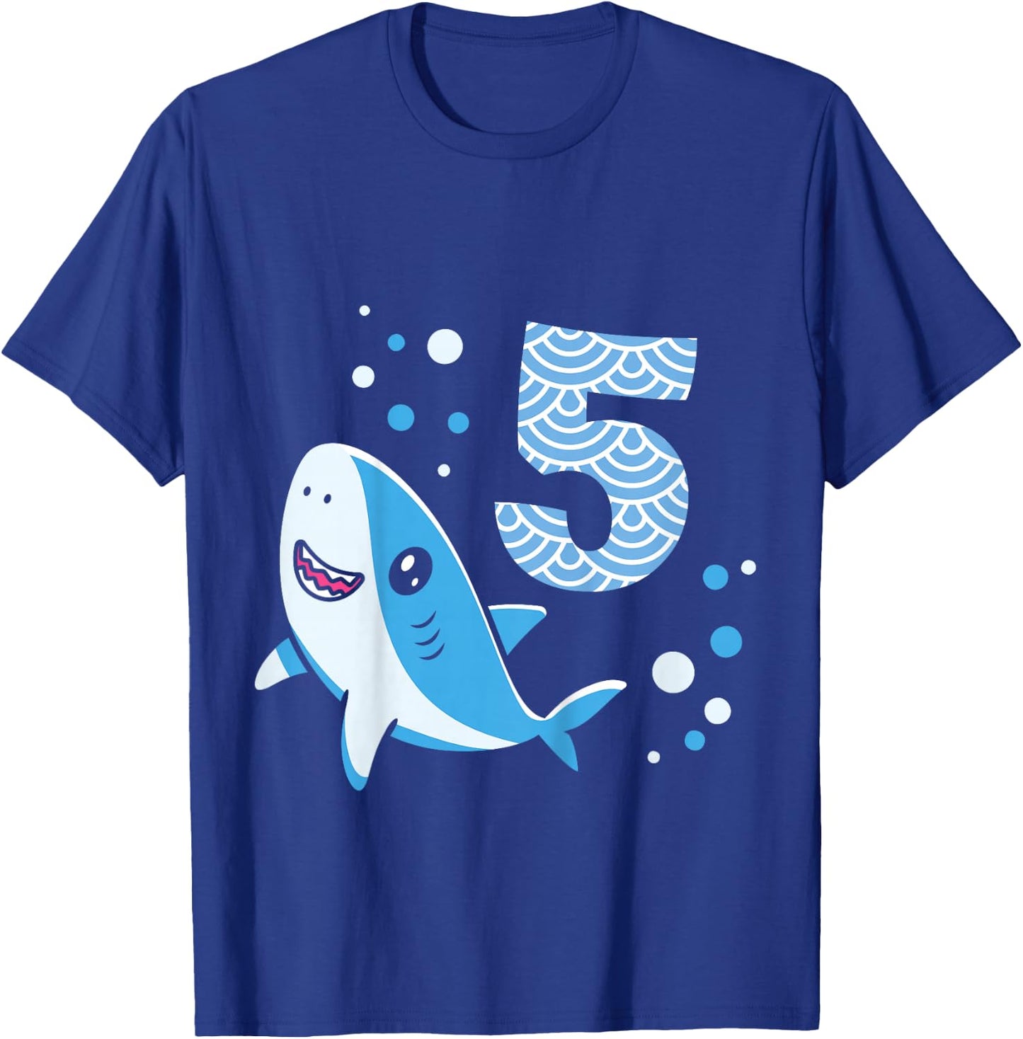 5th Birthday Boys Shark 5 years Old Ocean Shark B-day T-Shirt - T-Shirt | Royal