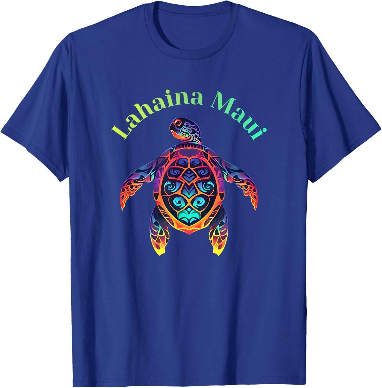 Colorful Lahaina Maui Hawaii Vacation Turtle T-Shirt - T-Shirt | Royal