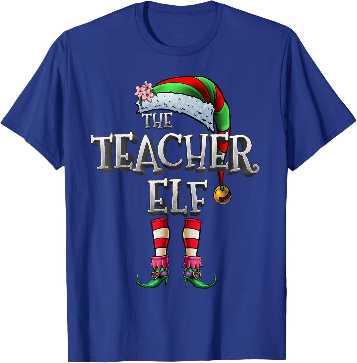 The Teacher Elf Shirt Matching Family Funny Christmas Elf Men Women Kids T-Shirt - T-Shirt | Royal