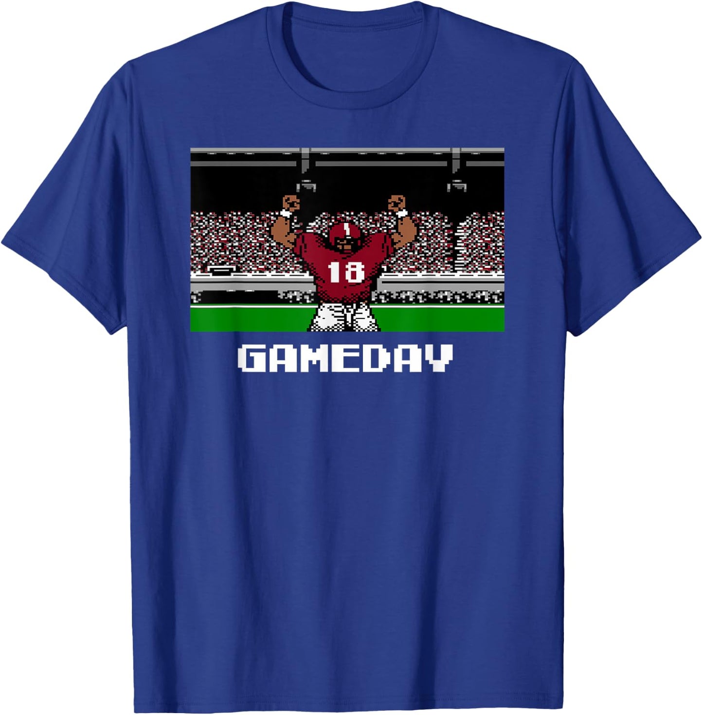Retro Crimson and White Football Gameday 8 Bit Video Game T-Shirt - T-Shirt | Royal