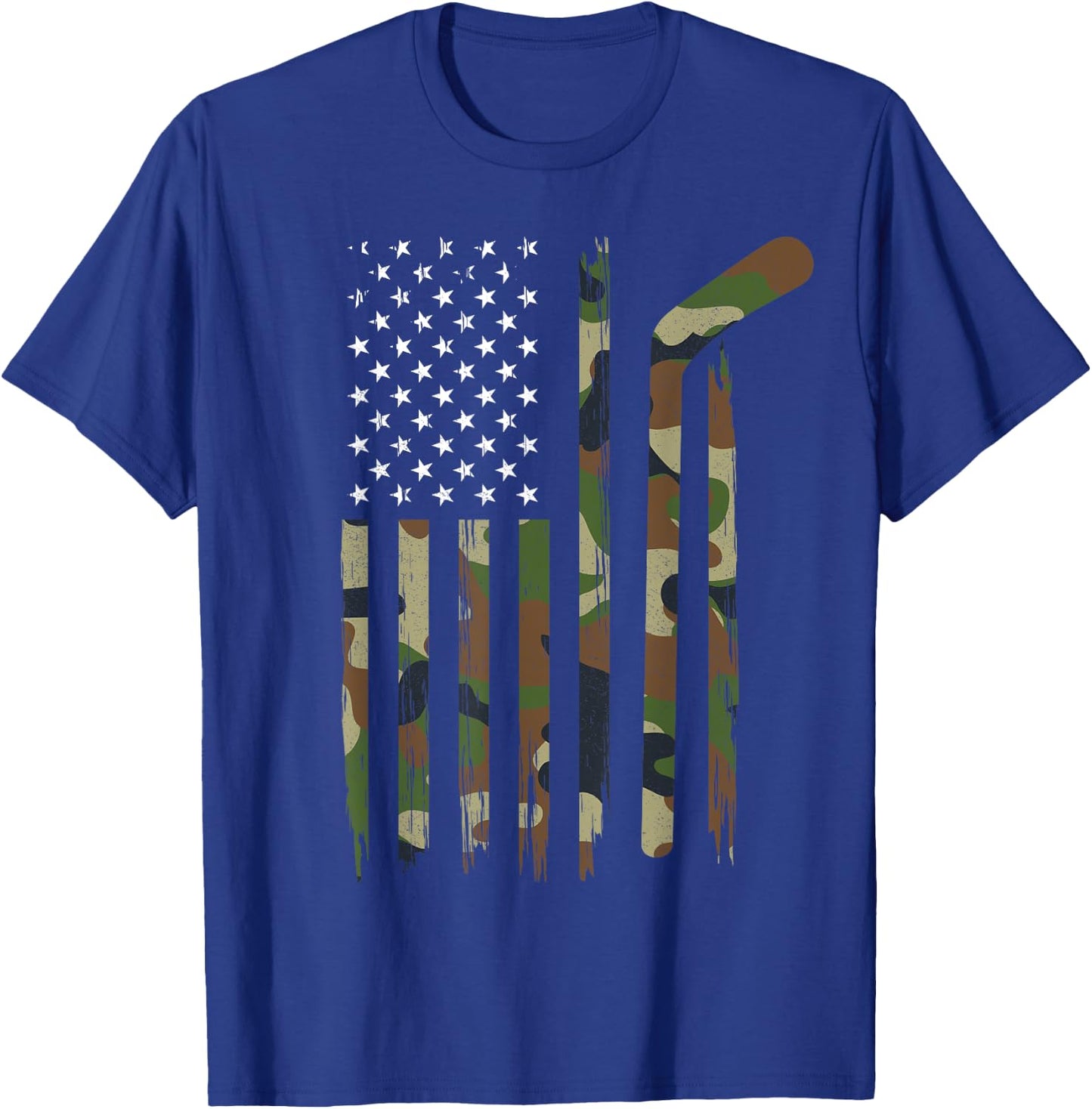 Hockey American Flag Shirt Camo US Patriotic Hockey Player Kids Men T-Shirt - T-Shirt | Royal