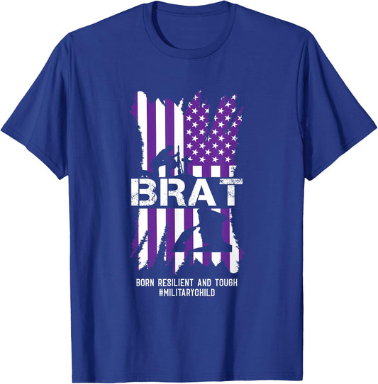 Military Child Boy Girls Brat Born Resilient And Tough T-Shirt - T-Shirt | Royal