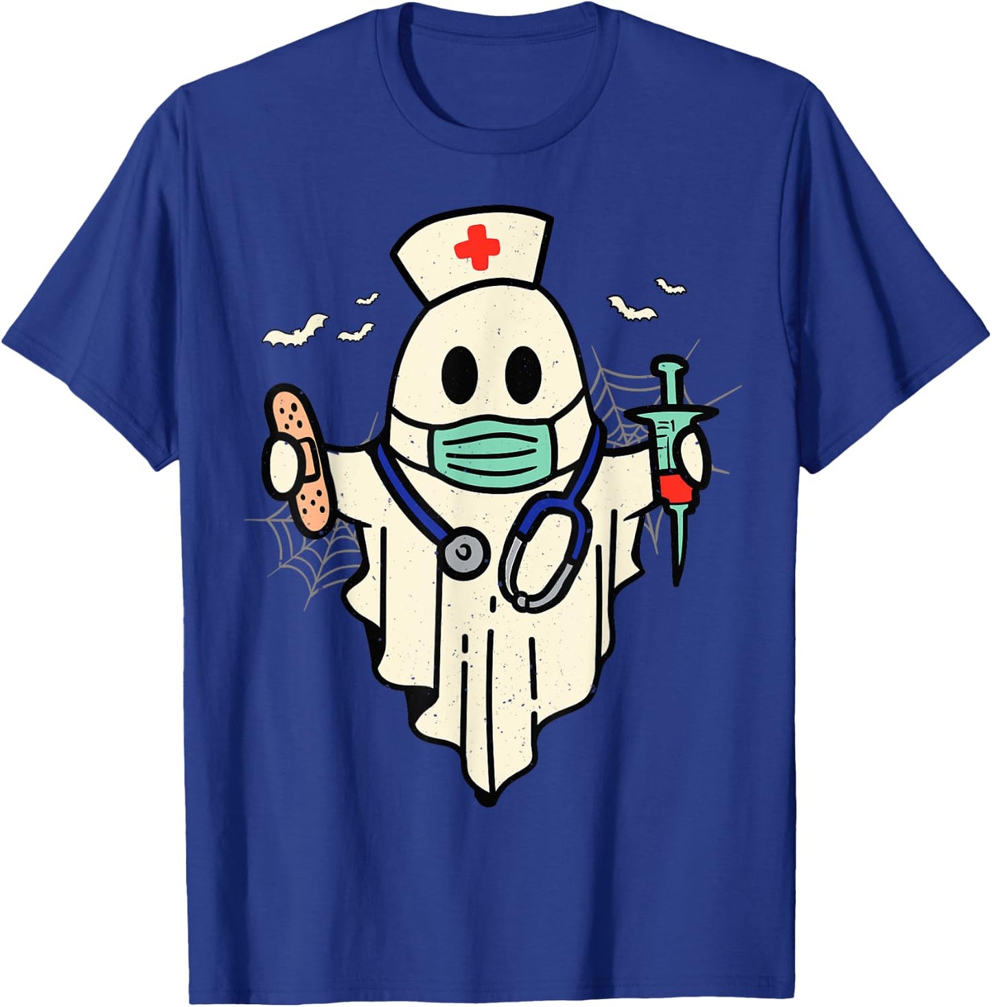 Halloween Nurse Nursing Funny Health Worker RN Ghost Nurse T-Shirt - T-Shirt | Royal
