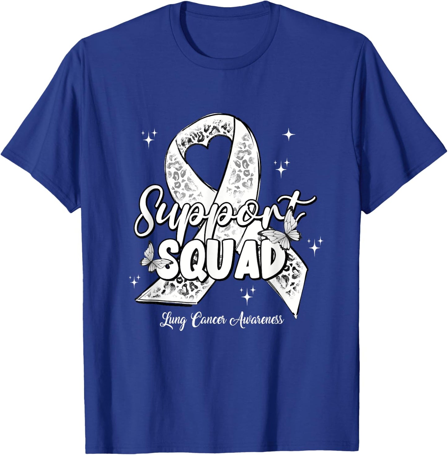 Support Squad White Ribbon Lung Cancer Awareness T-Shirt - T-Shirt | Royal