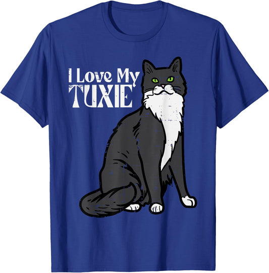 I Love My Tuxie Tuxedo Cat Cute Kitten Women Girls Kids Men T-Shirt - T-Shirt | Royal