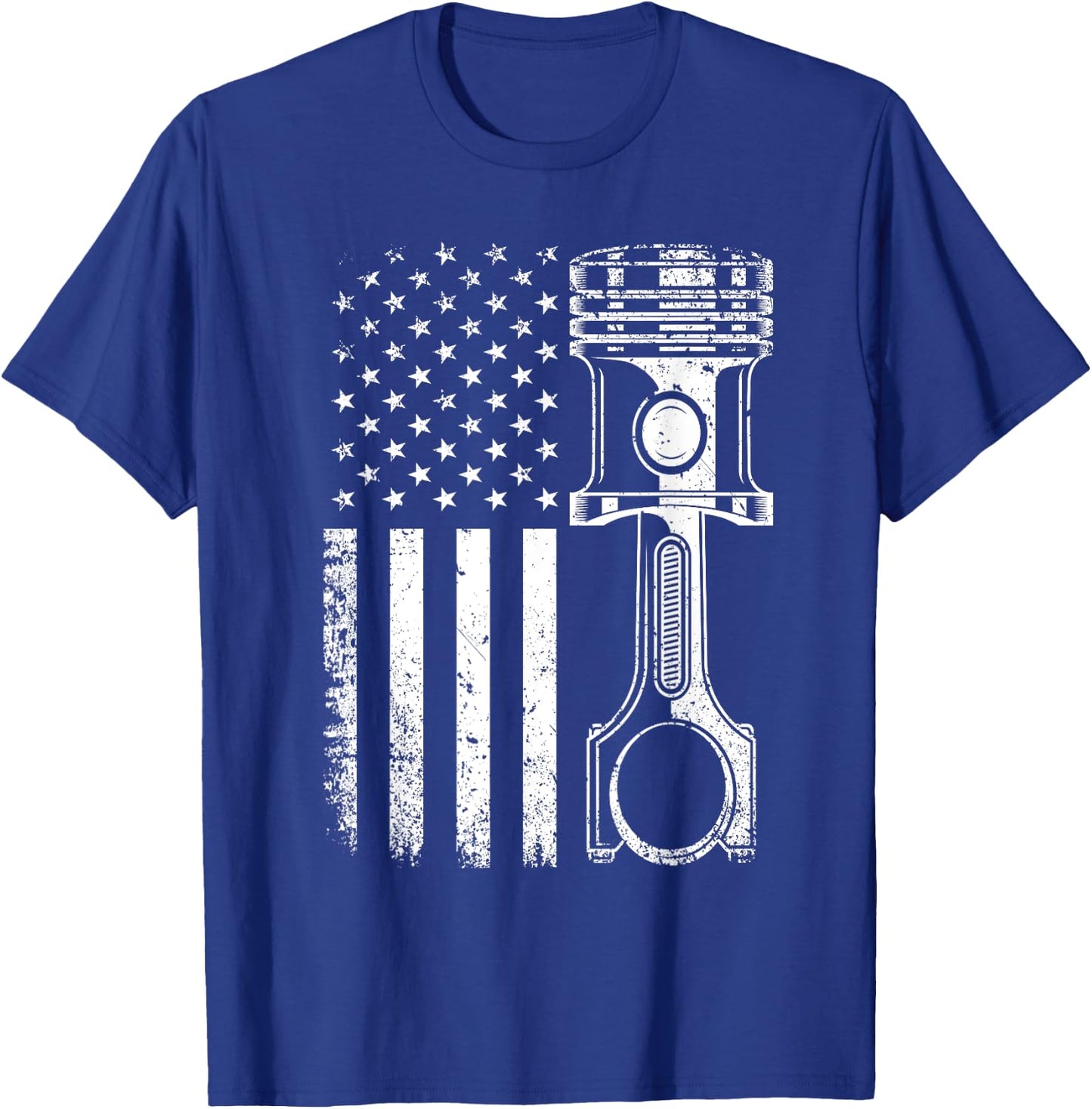 Vintage Mechanic Shirt Men American Flag Piston Mechanic T-Shirt - T-Shirt | Royal