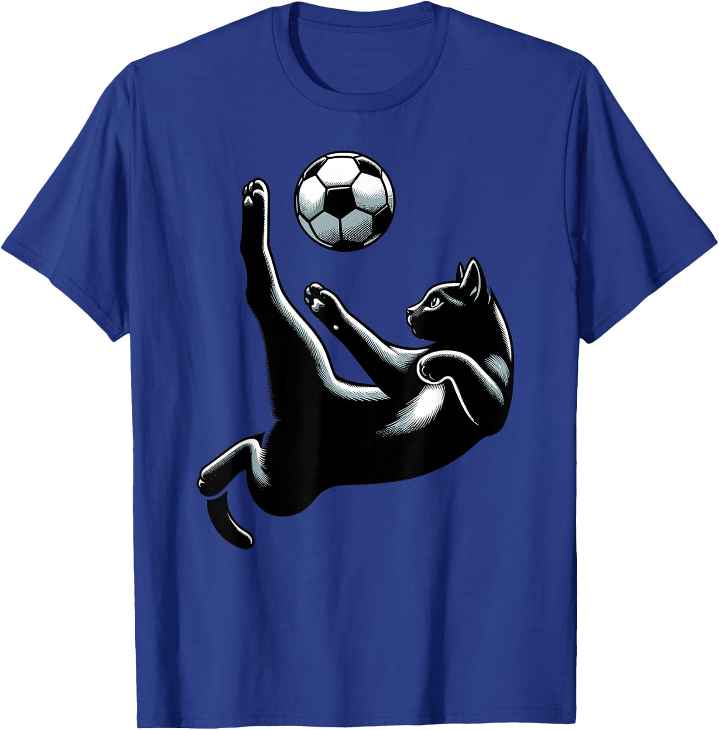 Black Cat Bicycle Kick - Soccer Fans Women Men Kids T-Shirt - T-Shirt | Royal