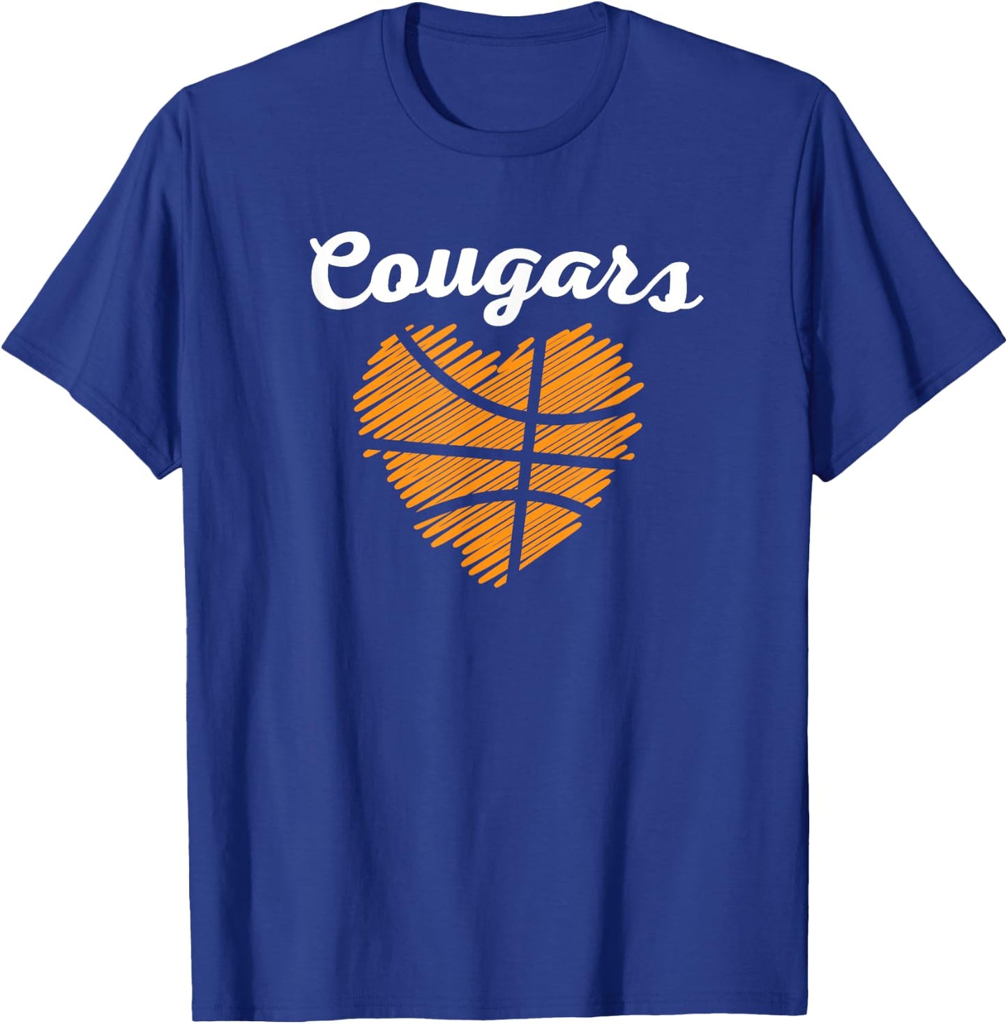Varsity Blues & Gold Cougars Heart Basketball - -Kids, Black, Small T-Shirt - T-Shirt | Royal