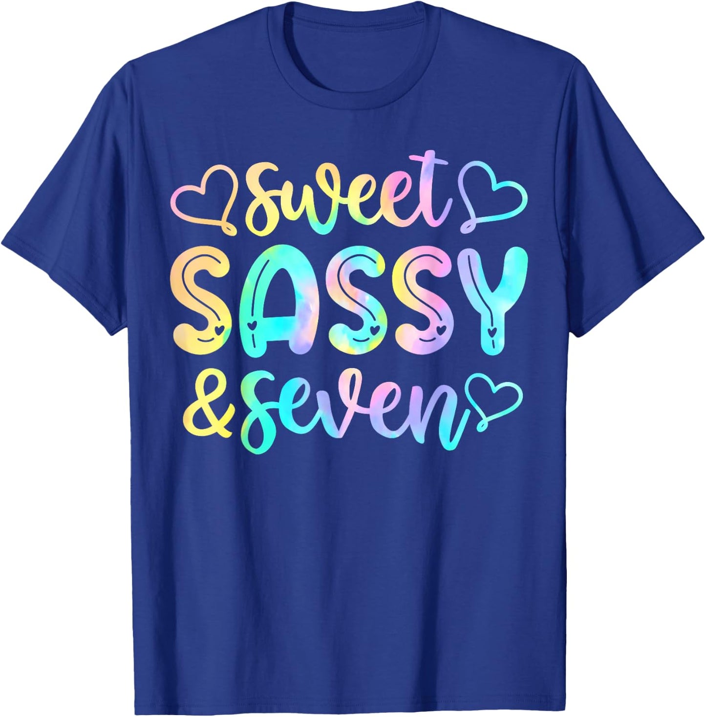 7th Birthday Girl Sweet Sassy And Seven 7 Years Old Girls T-Shirt - T-Shirt | Royal