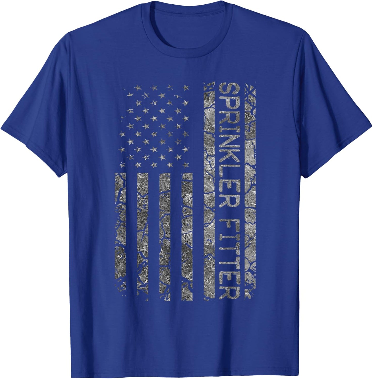 Funny Job Title Worker American Flag Sprinkler Fitter Men T-Shirt - T-Shirt | Royal