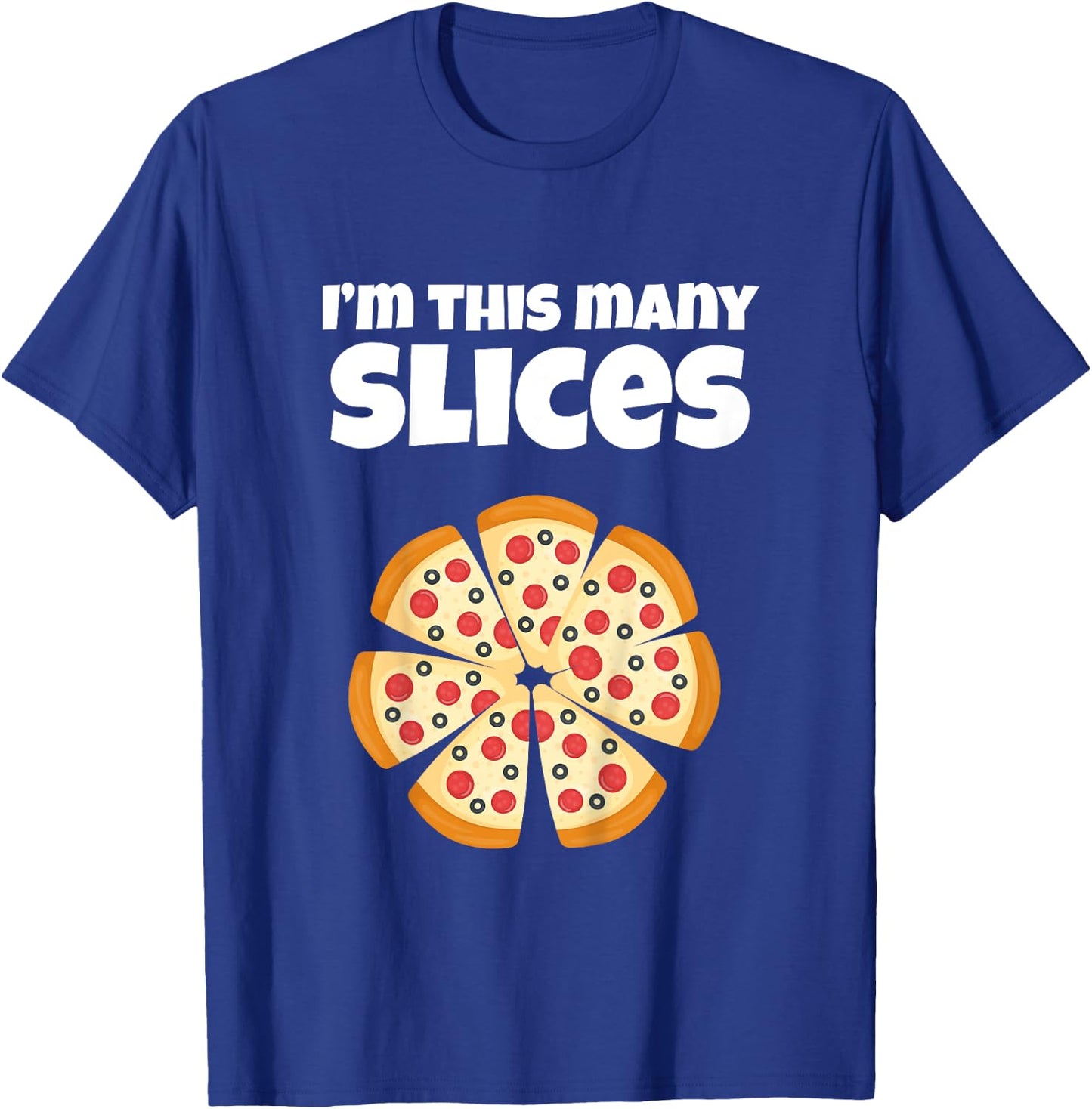 Cute Pizza 7th Birthday I'm This Many Slices 7-Year-Old T-Shirt - T-Shirt | Royal