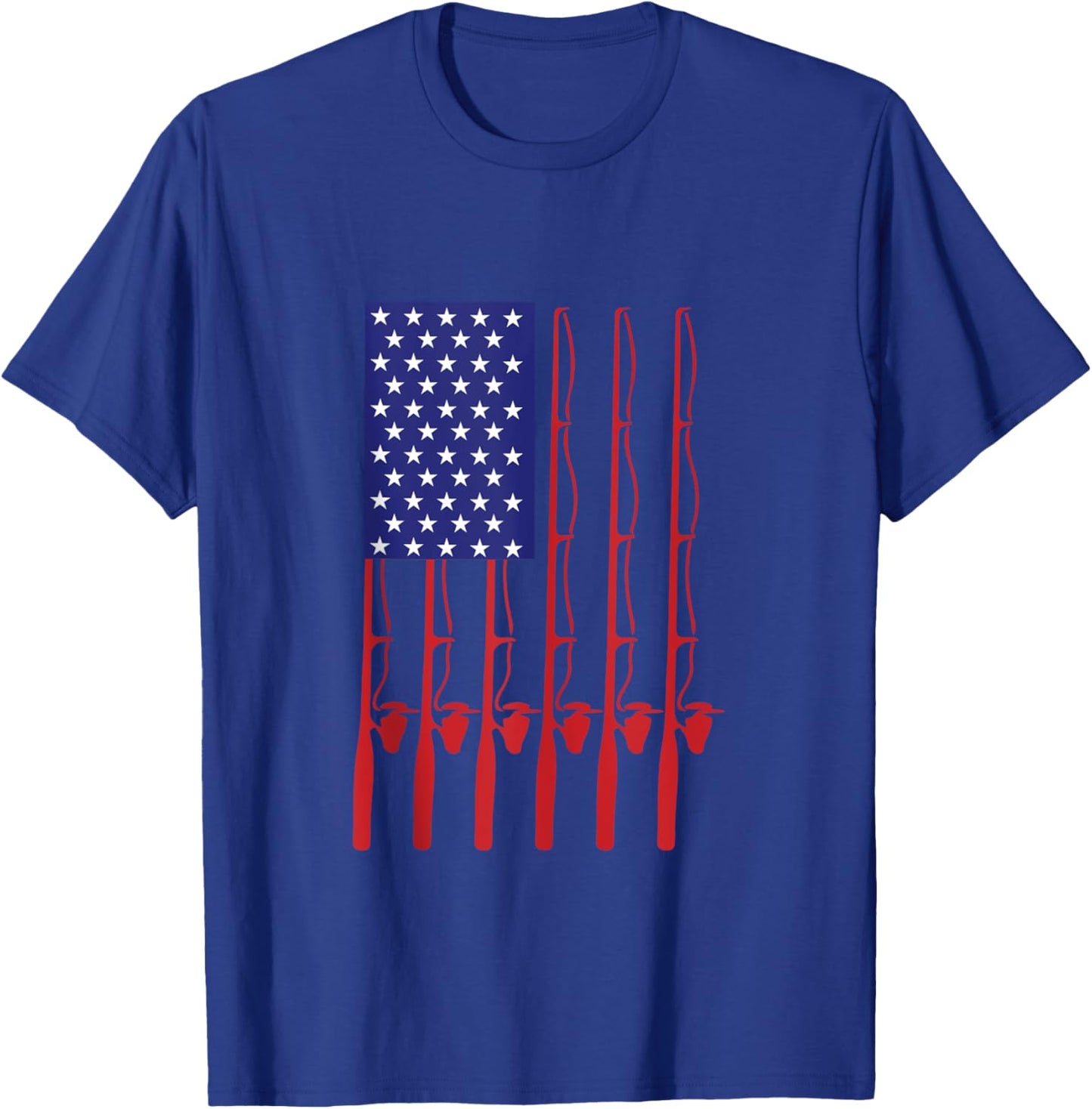 4th of July Shirt Patriotic American Flag Design Fishing T-Shirt - T-Shirt | Royal
