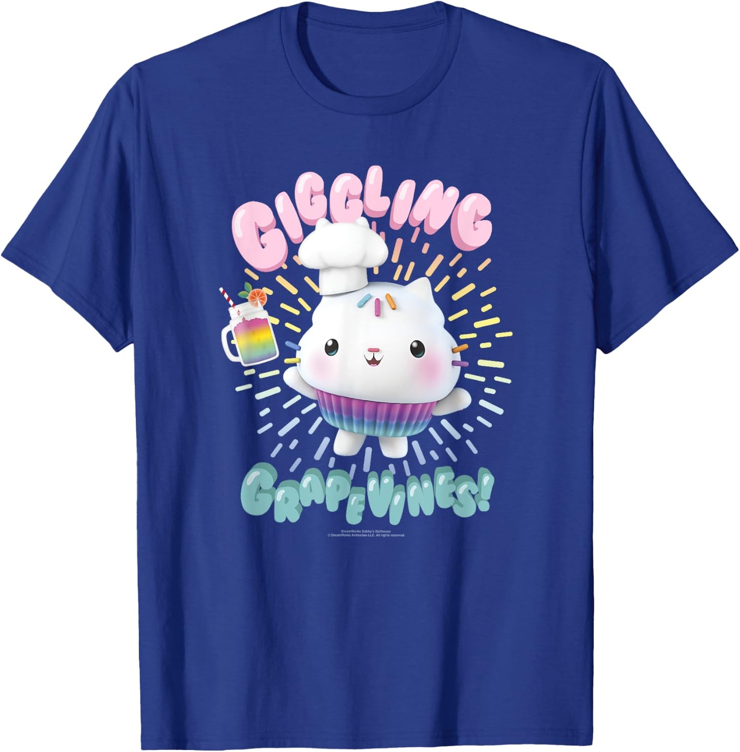 Gabby's Dollhouse Cakey Cat Giggling Grapevines T-Shirt - T-Shirt | Royal