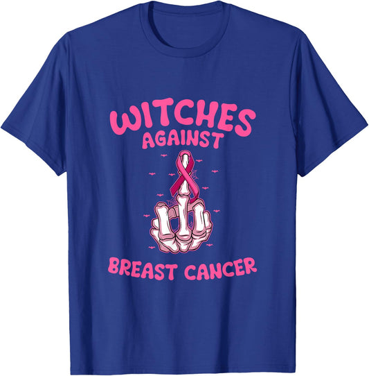 Funny Skeleton Breast Cancer Pink Ribbon Awareness Witches T-Shirt - T-Shirt | Royal