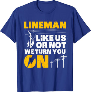 Funny Lineman Art Dad Electronics Humor Electrician T-Shirt - T-Shirt | Royal