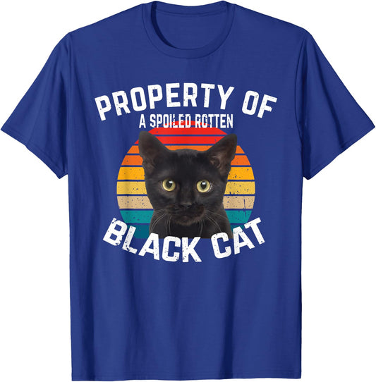 Cat Black Vintage Eighties Style Retro Property Cat T-Shirt - T-Shirt | Royal