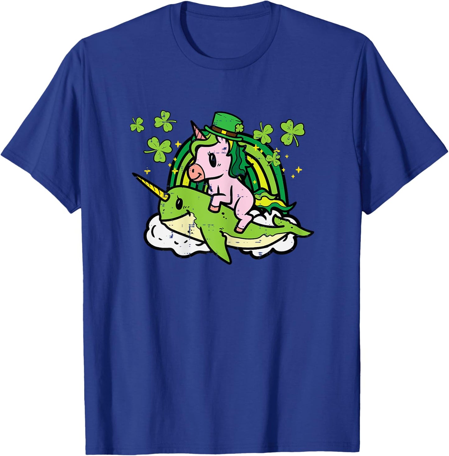St Patricks Day Unicorn On Narwhal Irish Girls Kids Toddlers T-Shirt - T-Shirt | Royal