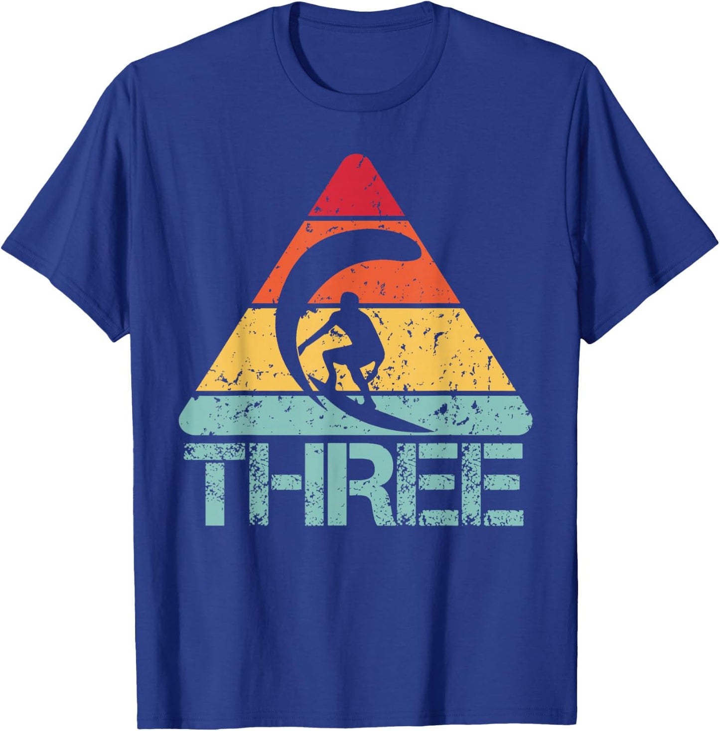 Three Birthday Surfer 3rd 3 Year Old Surfing Birthday T-Shirt - T-Shirt | Royal