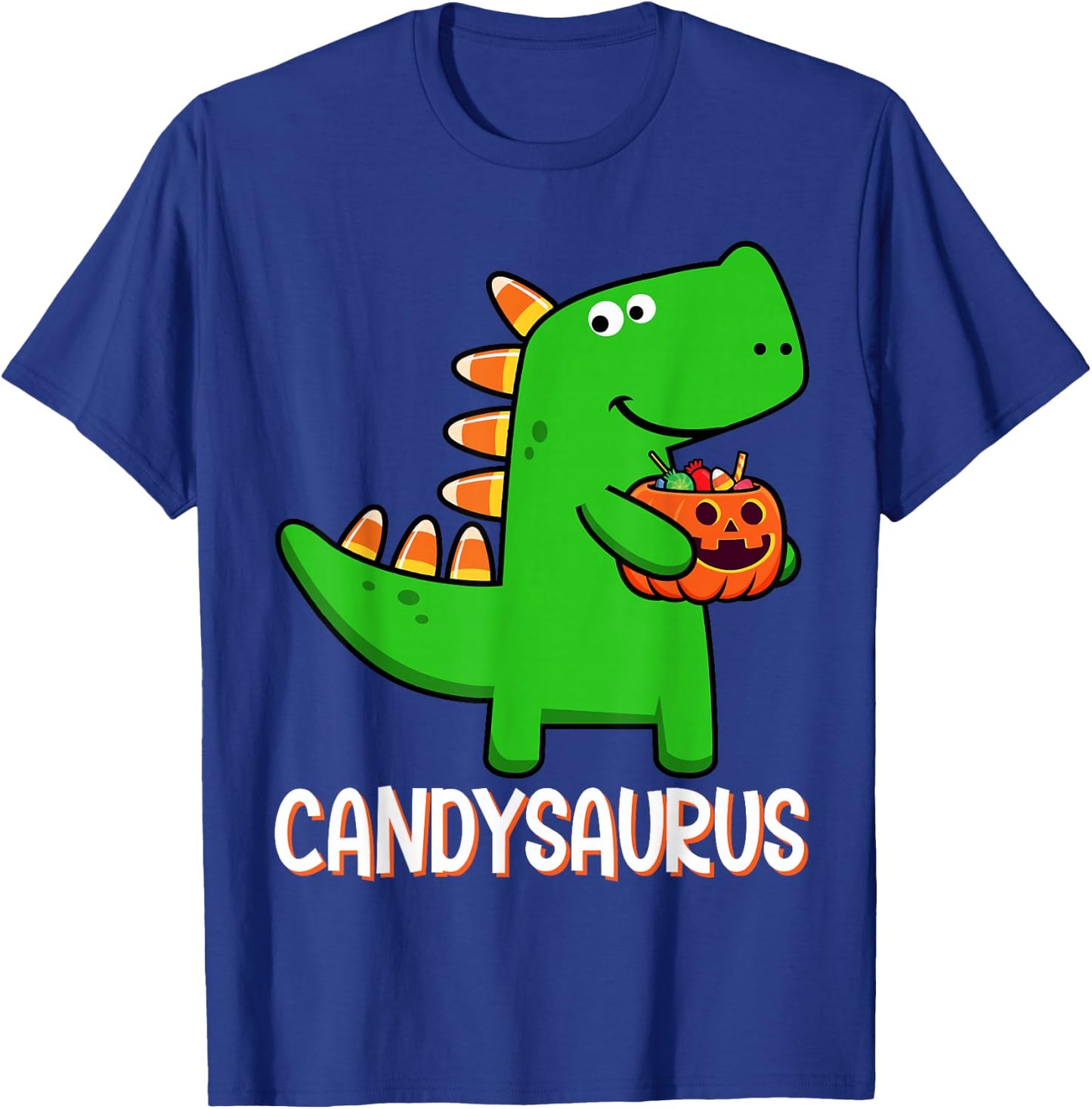 T-Rex Candysaurus Candy Corn Dinosaur Halloween Toddler Kid T-Shirt - T-Shirt | Royal