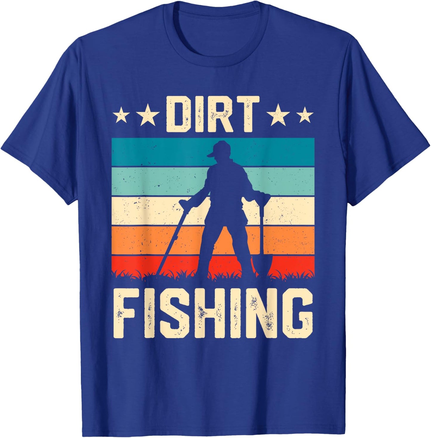 Retro Dirt Fishing Men Metal Detecting Vintage T-Shirt - T-Shirt | Royal