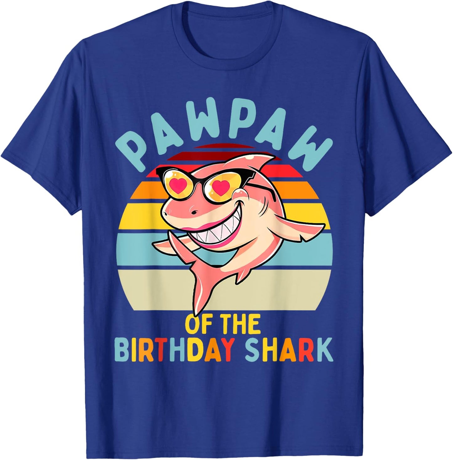 Pawpaw of the Shark Birthday Matching Family T-Shirt - T-Shirt | Royal
