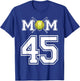 Number 45 Player Softball Mom Biggest Fan Wear T-Shirt - T-Shirt | Royal