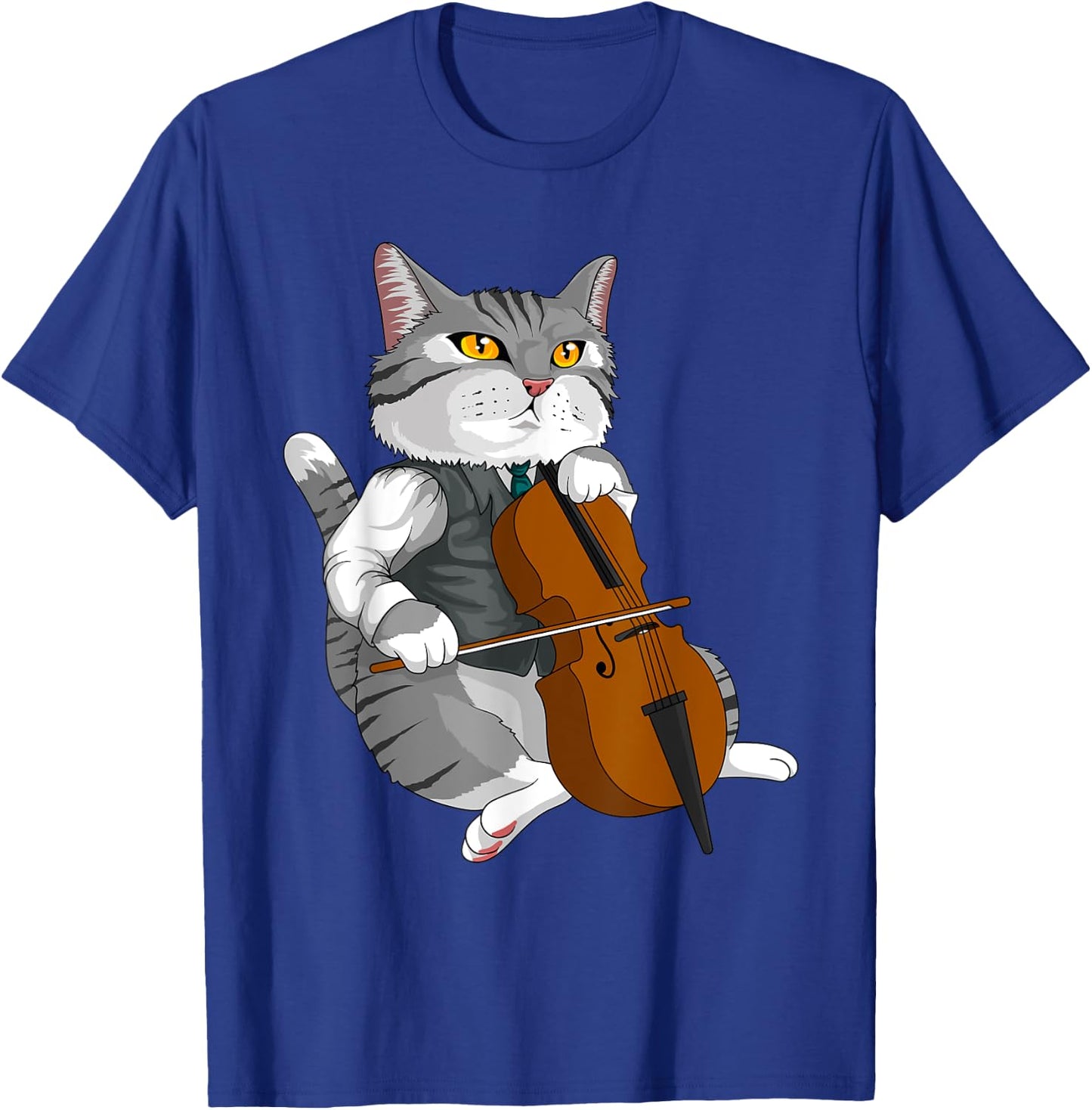 Cat Playing Cello Violin musical instrument T-Shirt - T-Shirt | Royal